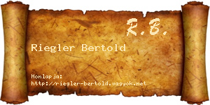 Riegler Bertold névjegykártya
